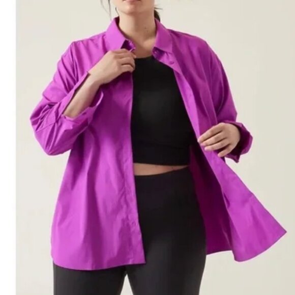 Athleta Tops - 3X - ATHLETA - Oversized Poplin Top Button Athletic Shirt NEW $129 msrp